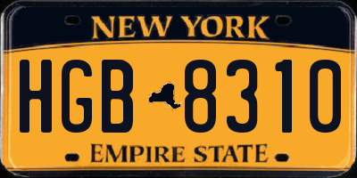 NY license plate HGB8310