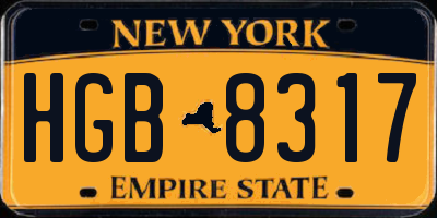 NY license plate HGB8317