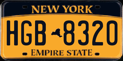 NY license plate HGB8320