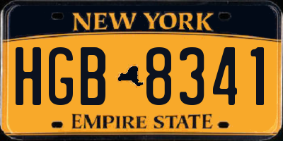 NY license plate HGB8341