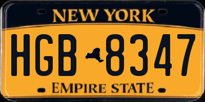 NY license plate HGB8347