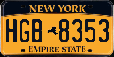 NY license plate HGB8353