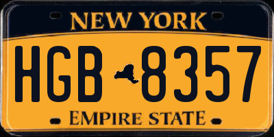 NY license plate HGB8357