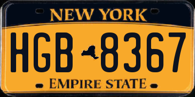 NY license plate HGB8367