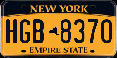 NY license plate HGB8370