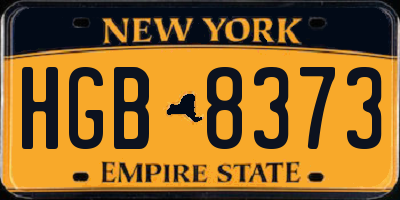 NY license plate HGB8373