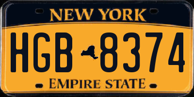 NY license plate HGB8374