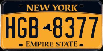 NY license plate HGB8377