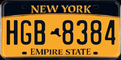 NY license plate HGB8384