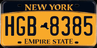NY license plate HGB8385