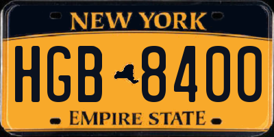 NY license plate HGB8400