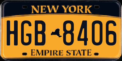 NY license plate HGB8406