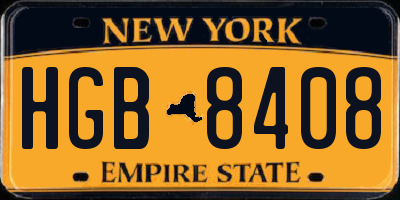 NY license plate HGB8408