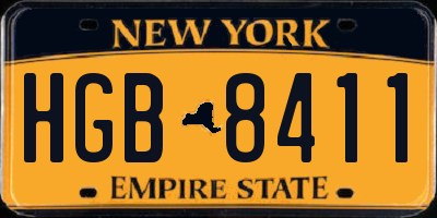 NY license plate HGB8411