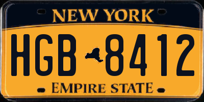 NY license plate HGB8412