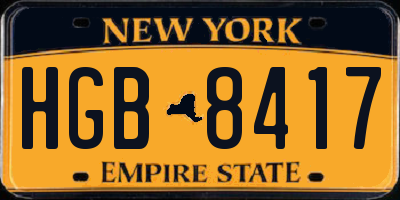 NY license plate HGB8417