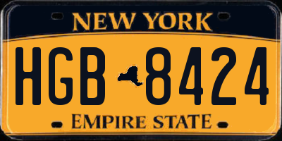 NY license plate HGB8424