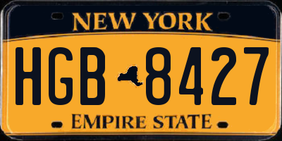 NY license plate HGB8427