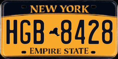 NY license plate HGB8428