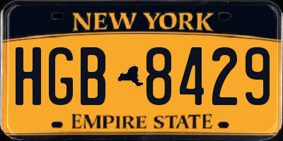 NY license plate HGB8429