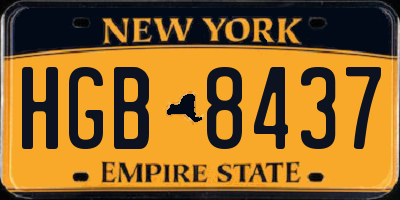 NY license plate HGB8437