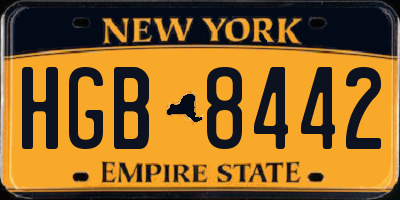 NY license plate HGB8442