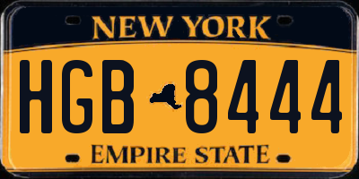 NY license plate HGB8444