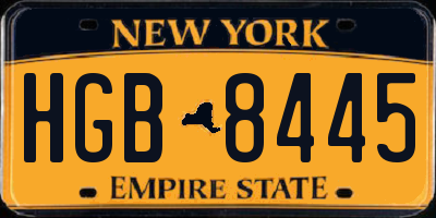 NY license plate HGB8445