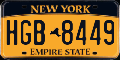 NY license plate HGB8449