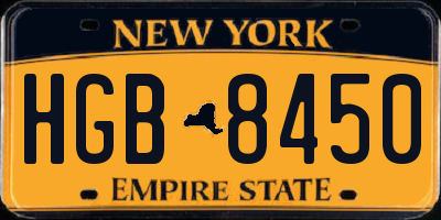 NY license plate HGB8450