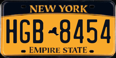 NY license plate HGB8454