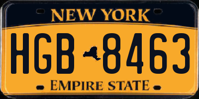 NY license plate HGB8463