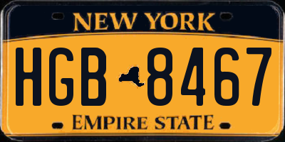 NY license plate HGB8467