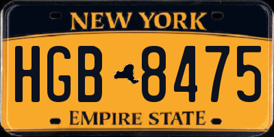 NY license plate HGB8475