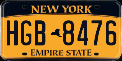NY license plate HGB8476