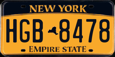 NY license plate HGB8478