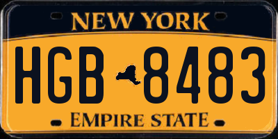 NY license plate HGB8483