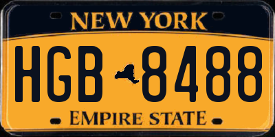 NY license plate HGB8488