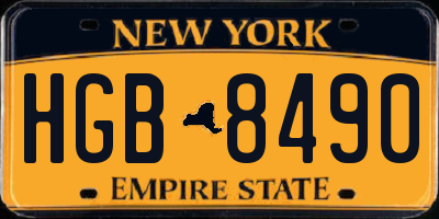 NY license plate HGB8490