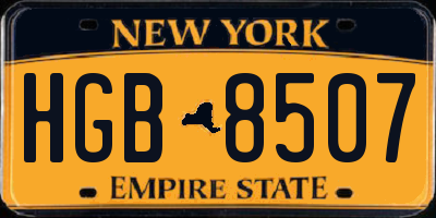 NY license plate HGB8507