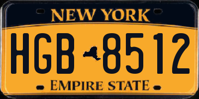 NY license plate HGB8512