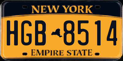 NY license plate HGB8514