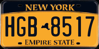 NY license plate HGB8517