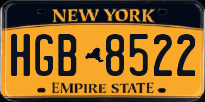 NY license plate HGB8522