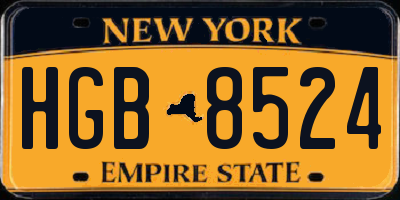 NY license plate HGB8524
