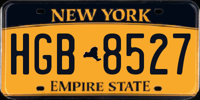 NY license plate HGB8527