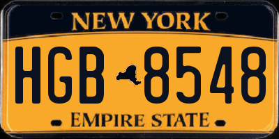 NY license plate HGB8548