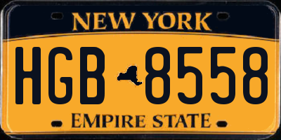 NY license plate HGB8558