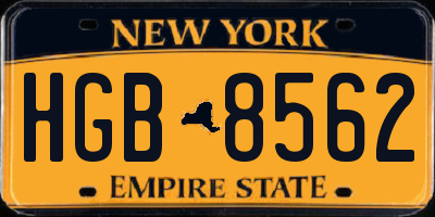 NY license plate HGB8562
