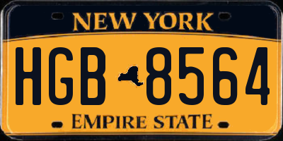 NY license plate HGB8564